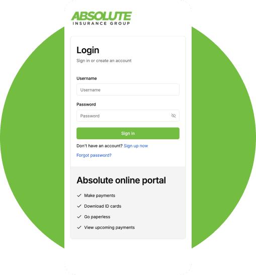 Mobile app login screen