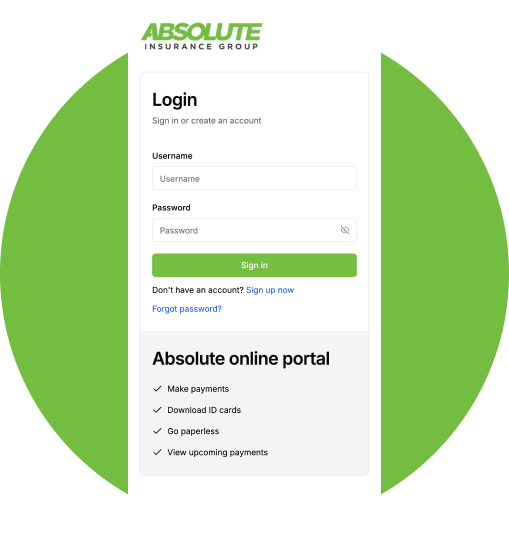 Mobile app login screen